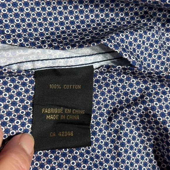 AKA men shirt , NWT ,slim fit,blur,white,tan print,cotton  100, AKAC1330,career - Picture 8 of 12